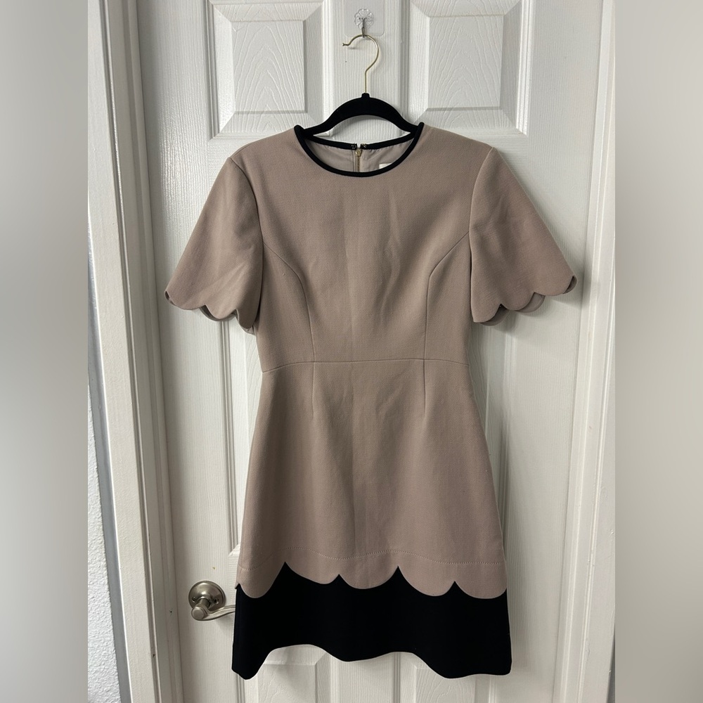 Kate Spade Beige and Black Scalloped Mini Dress